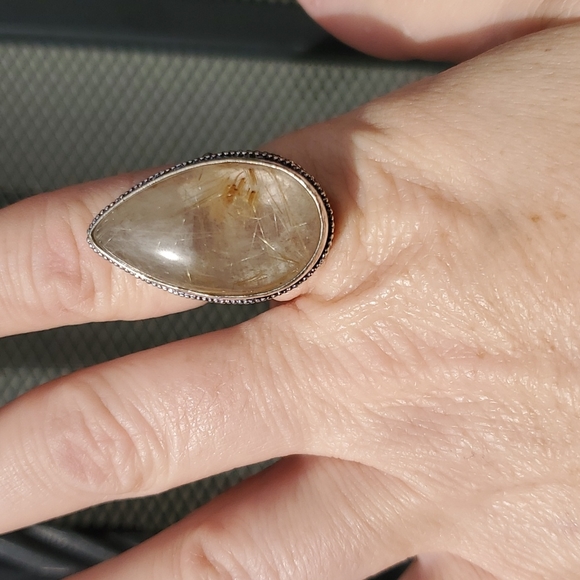 New Golden Rutile 925 Silver Ring. - Picture 3 of 15